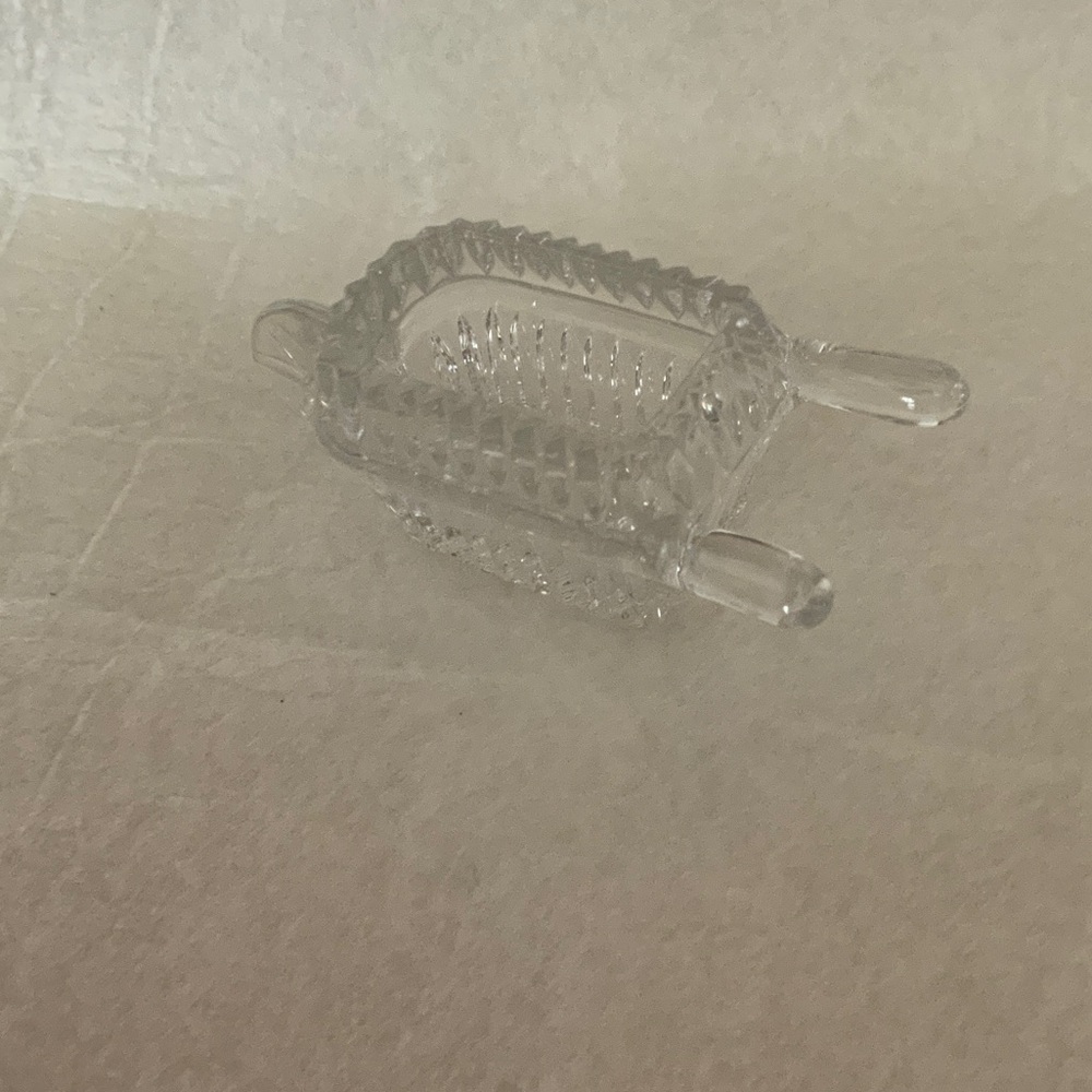 Princess House Clear Crystal Butter Dish with Handles